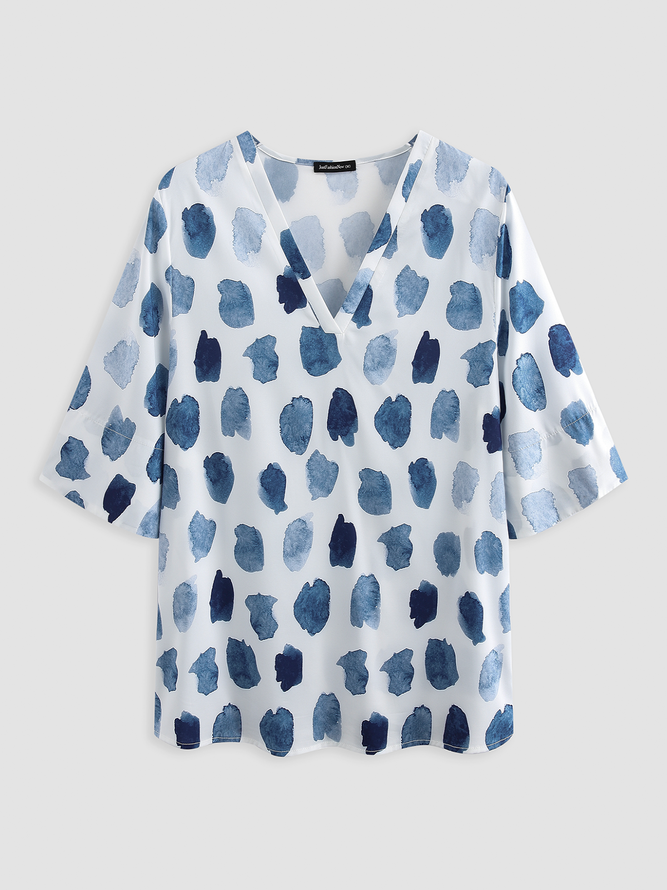Women's Casual Holiday Weekend Floral T-shirt Tee polka dots Short Sleeve Print Geometric Round Neck Basic Top