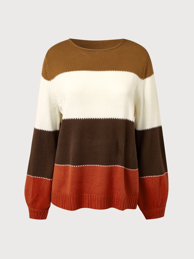 JFN Color-block Pullovers Striped Sweater