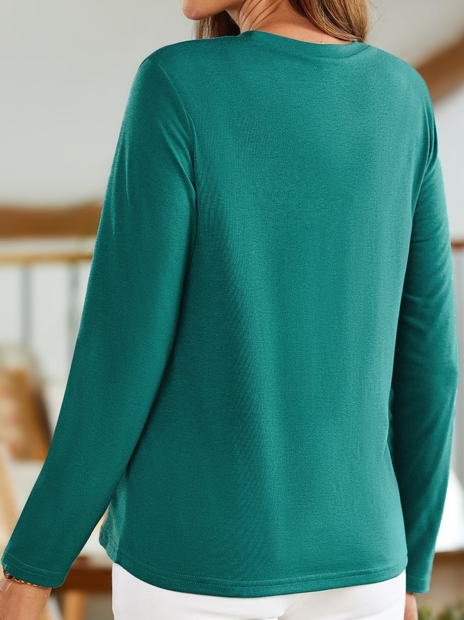 Plain color no pattern basic body elastic backing T-shirt