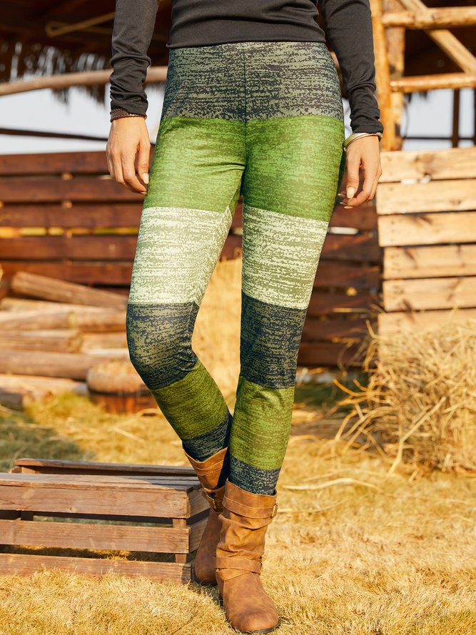 Color Block Casual Regular Fit Leggings