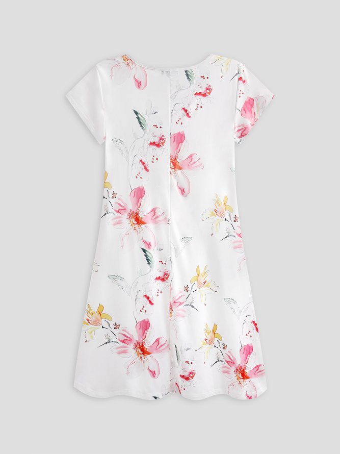 Women's A Line Dress Midi Dress Half Sleeve Floral Ruched Print Spring Summer V Neck Casual Modern