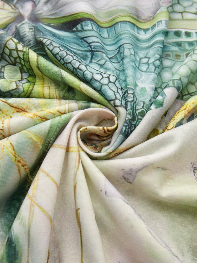Casual Dragonfly Print Short Sleeve Loose Knit T-Shirt