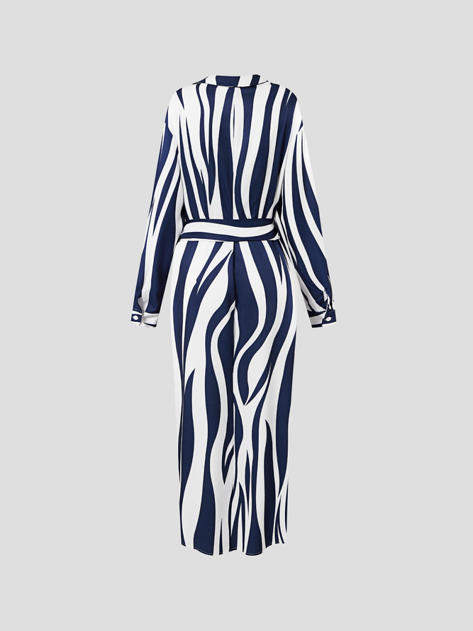 JFN Shirt Collar Geometric Autumn Urban Natural Long sleeve Shirt Dress Shirt Collar Dress
