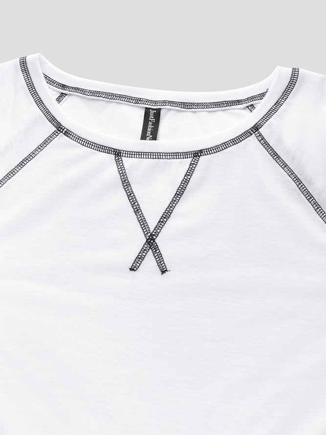 Crew Neck Plain Loose Top