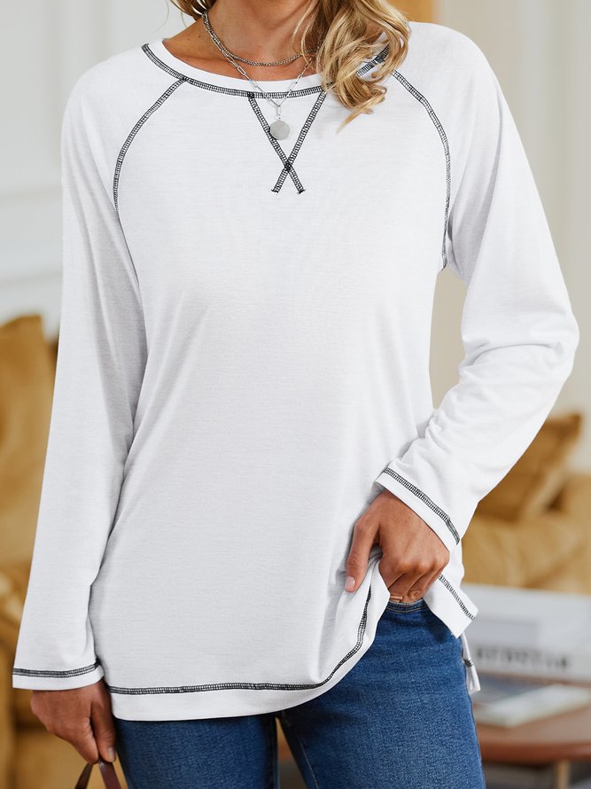 Crew Neck Plain Loose Top