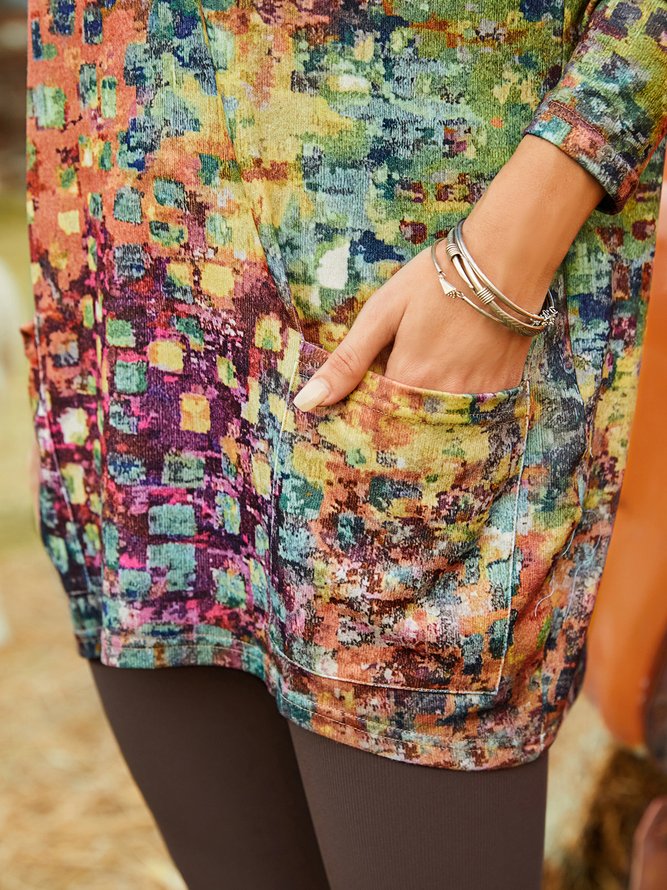 Crew Neck Vintage Ombre Dress