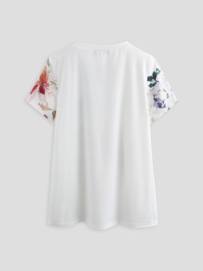 JFN Crew Neck Floral Casual T-Shirt