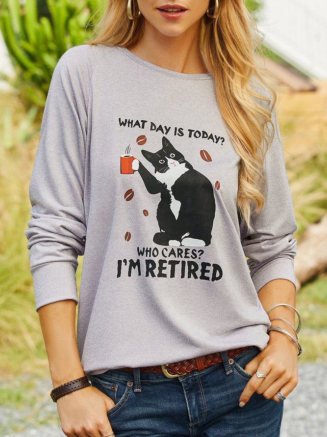 Women‘s Black Cat What Day Is Today Who Care Sweatshirt