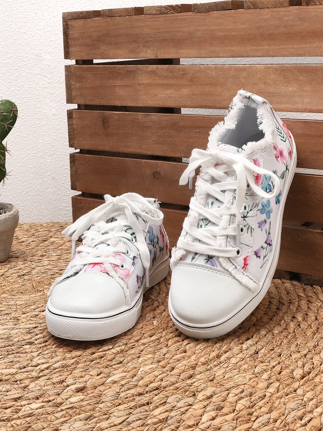 JFN Fashion Floral Ultralight Breathable Sports Canvas Shoes