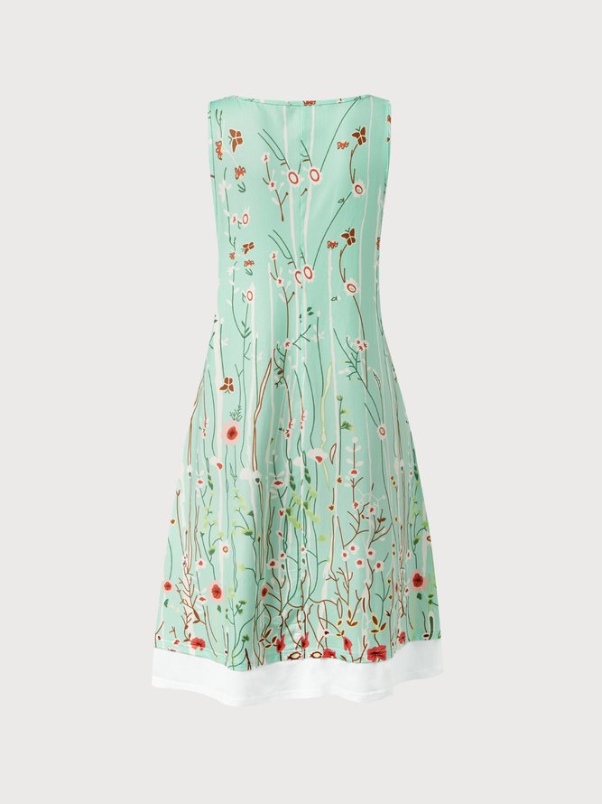 JFN Round Neck floral Casual Midi Dress