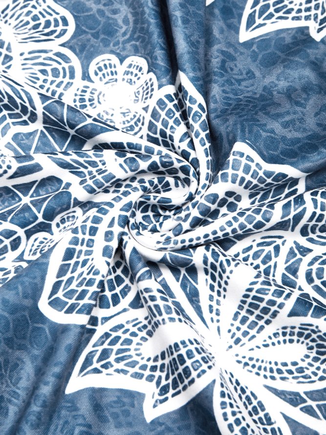 V Neck Casual Floral Long Sleeve Top