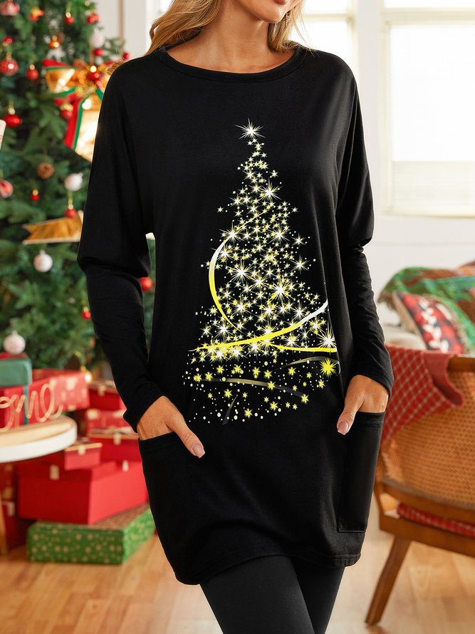 Christmas Loose Crew Neck Dress