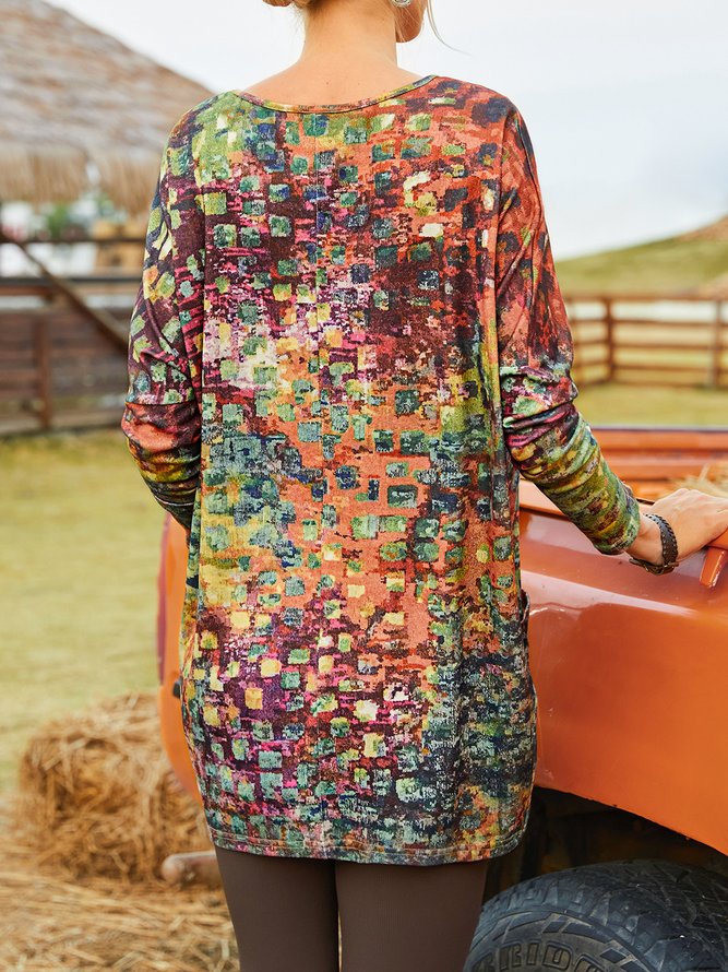 Crew Neck Vintage Ombre Dress