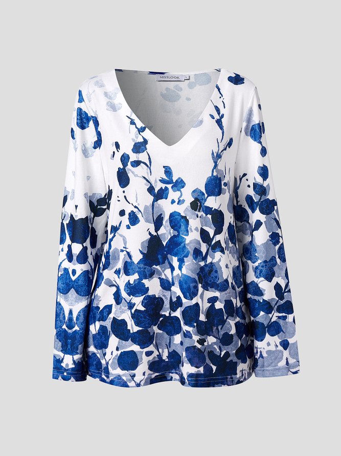 JFN V Neck Floral Casual Top