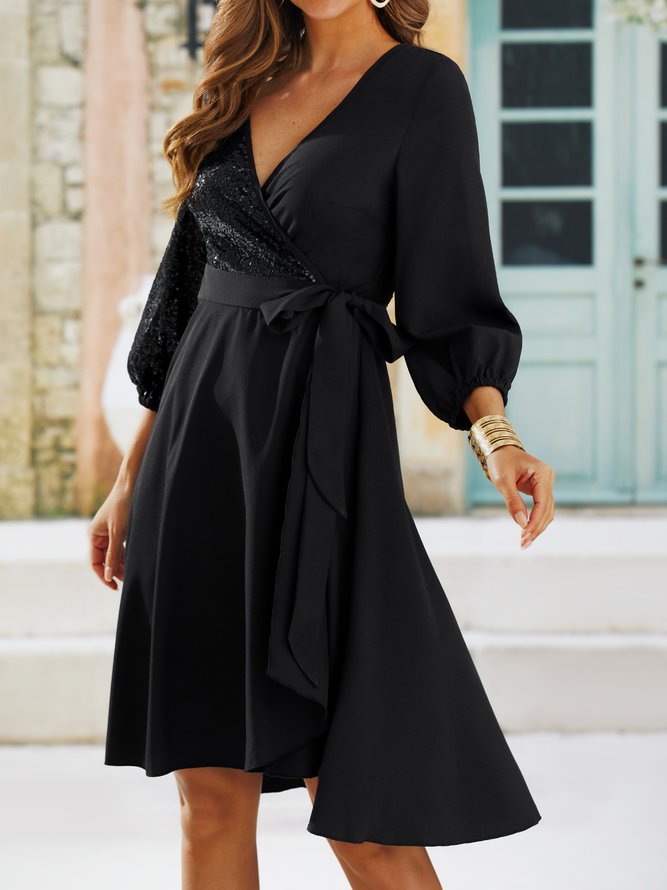 Elegant Sparkling Sequin V-Neck Dress