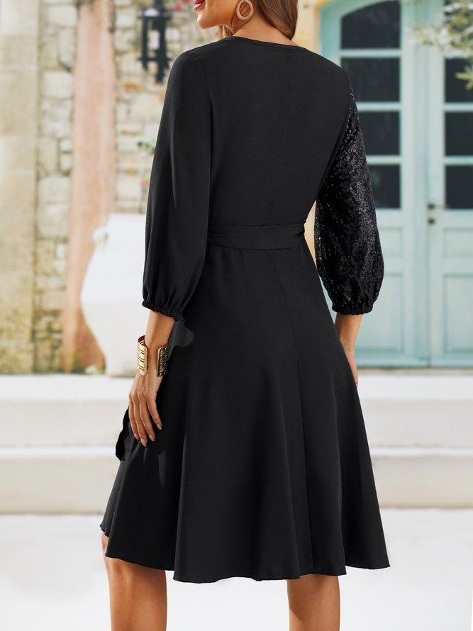 Elegant Sparkling Sequin V-Neck Dress