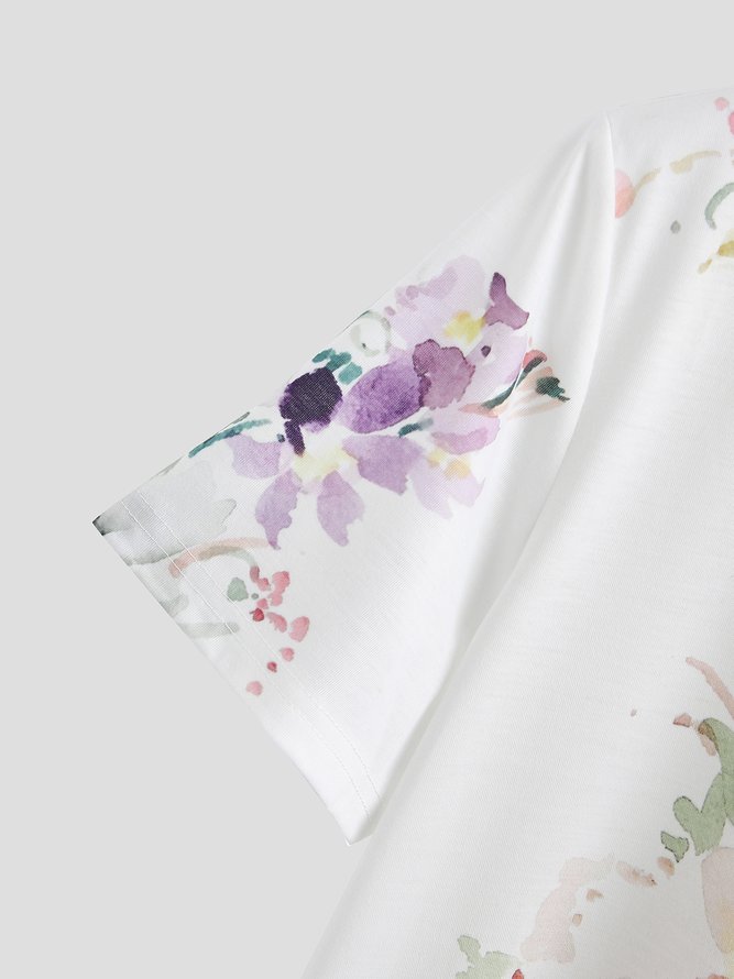 JFN Crew Neck Floral Casual T-Shirt