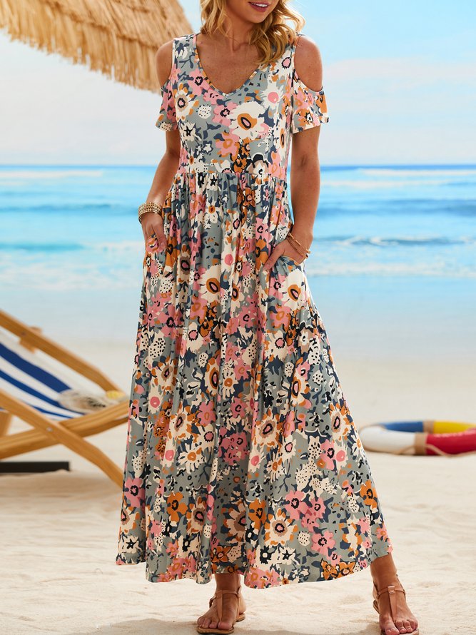 Floral Vacation Short Sleeve Knit Dress