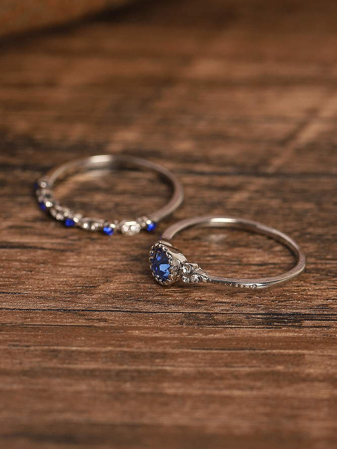 JFN Vintage Casual Purple Gemstone Layered Rings