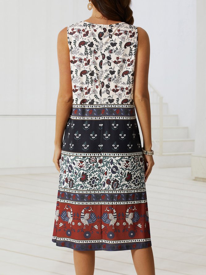 Regular Fit Floral V Neck Dress