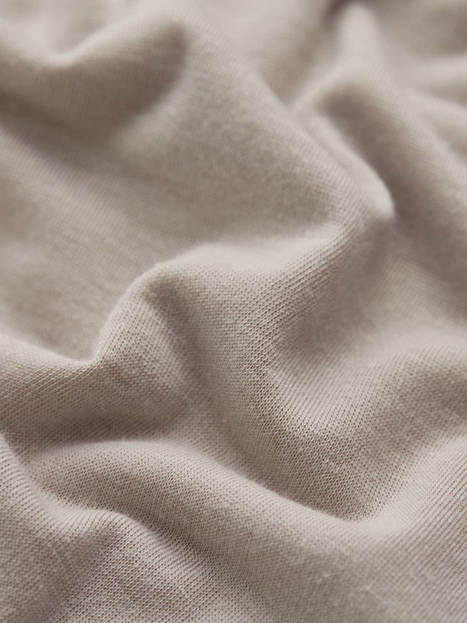Gray Shawl Collar Cotton-Blend Long Sleeve Top