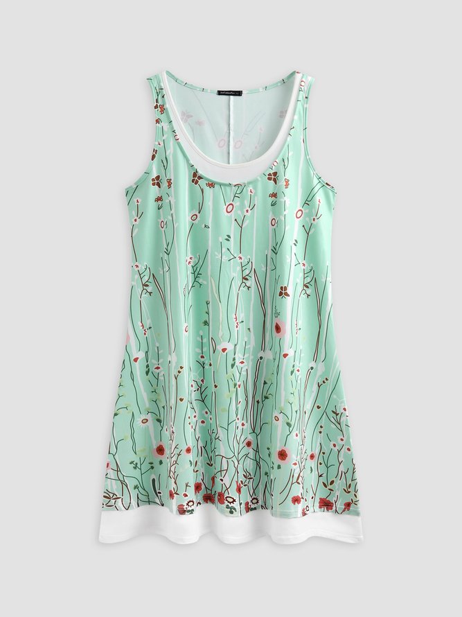 JFN Round Neck floral Casual Midi Dress