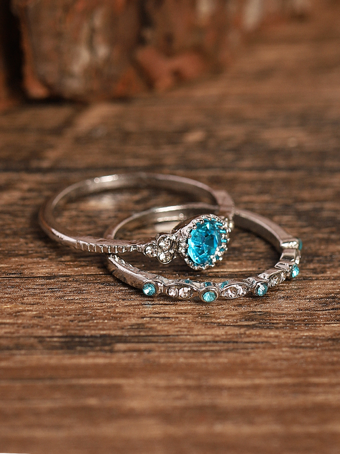 JFN Vintage Casual Purple Gemstone Layered Rings