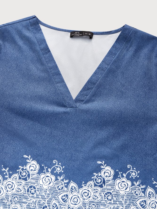 V Neck Floral Casual Top