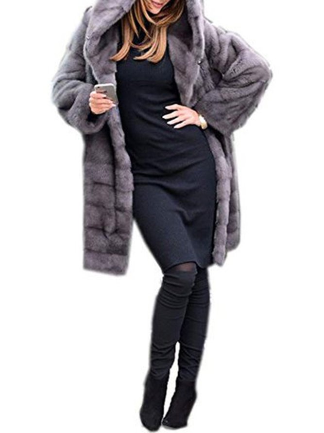 Womens Thick Faux Fur Big Hooded Parka Long Overcat Peacoat Winter