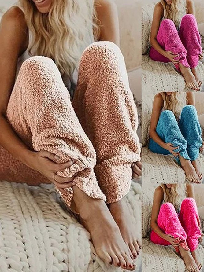 Women's Solid Loose Fleece Pants