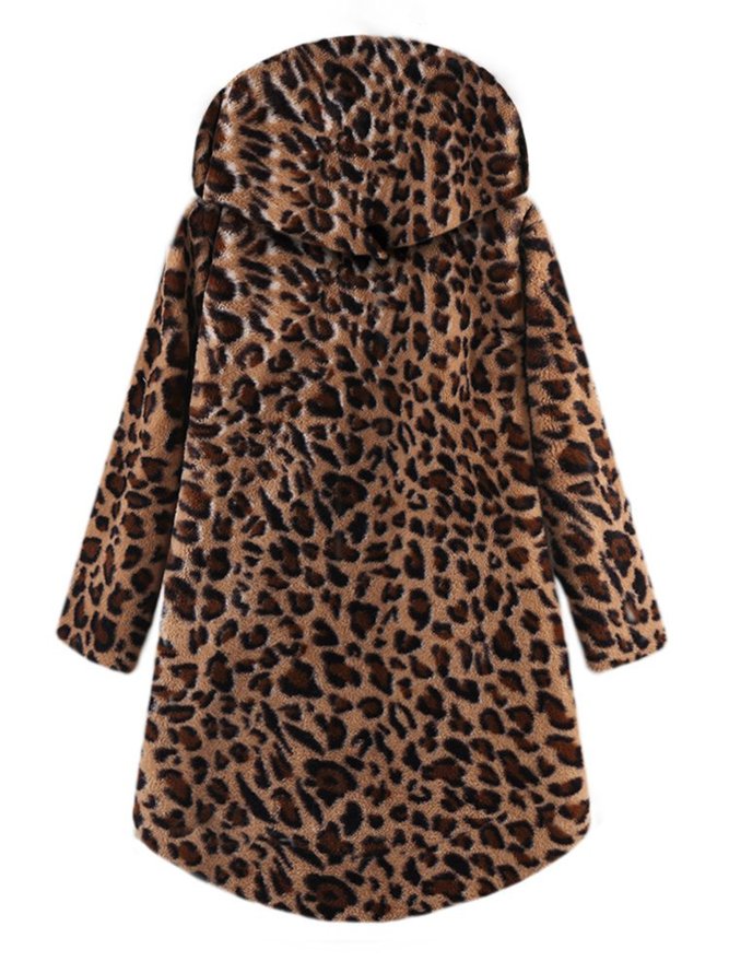 Warm Cozy Long Sleeve Vintage Leopard Print Teddy Bear Coats ...