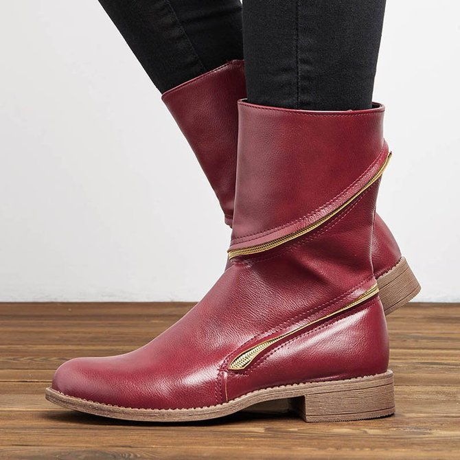 Women Distressed Ankle Boots Pointed Western Style Leather Boots