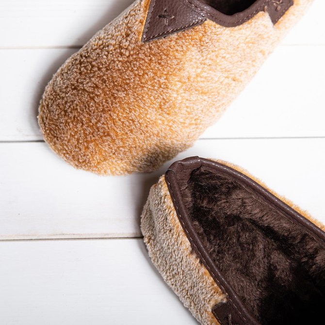 soft curly plush slip on warm loafers