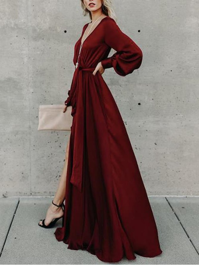 Casual V Neck Maxi Dress Dresses Justfashionnow Casual Dresses Long Sleeve Holiday V Neck