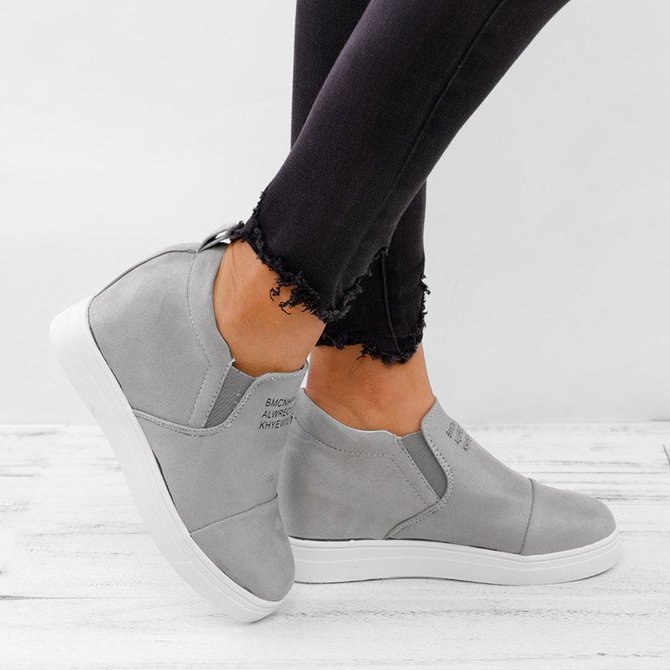 slip on wedge sneakers faux suede