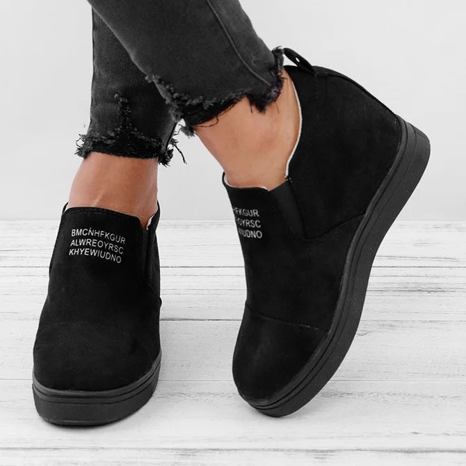 leather slip on faux suede wedge heel sneakers