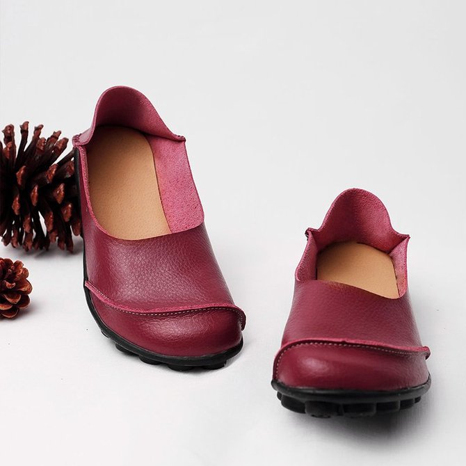 Slip On Leather Daily Casual Flats