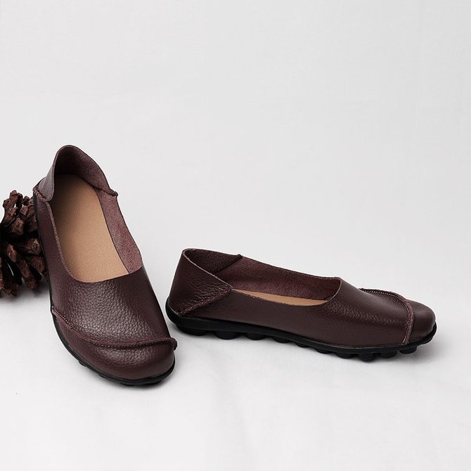 Slip On Leather Daily Casual Flats