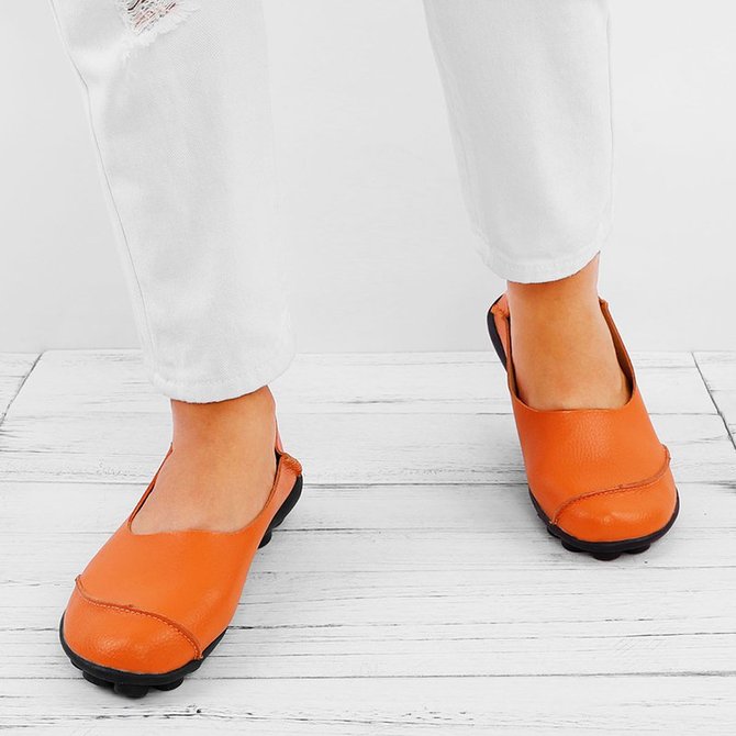 Slip On Leather Daily Casual Flats