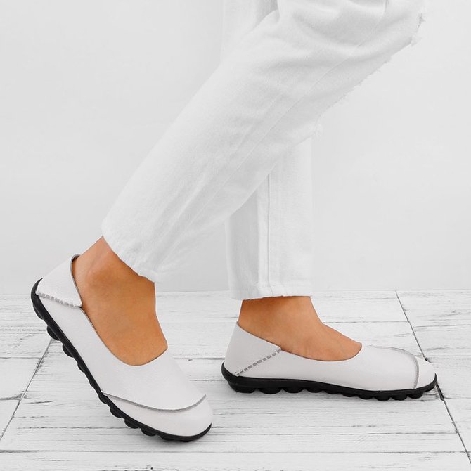 Slip On Leather Daily Casual Flats