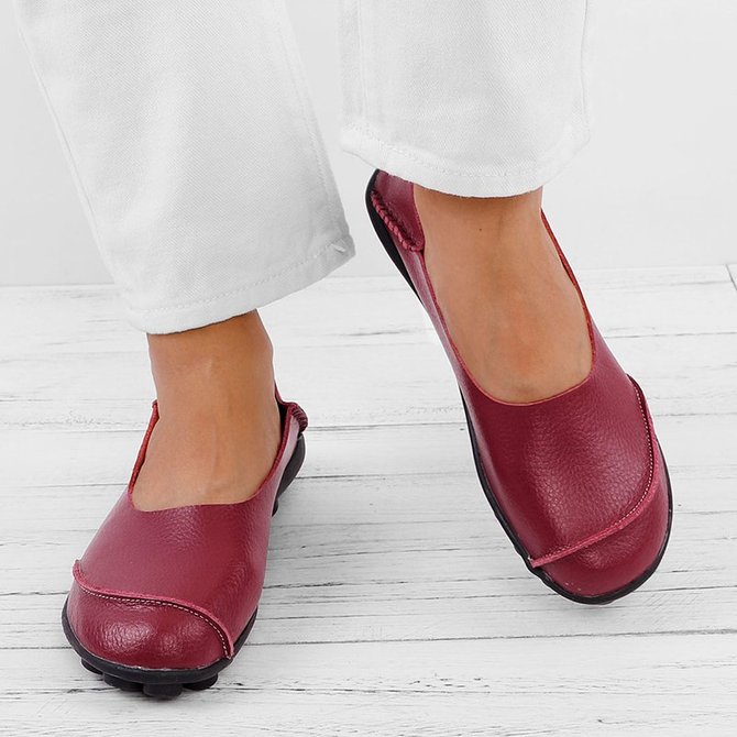 Slip On Leather Daily Casual Flats