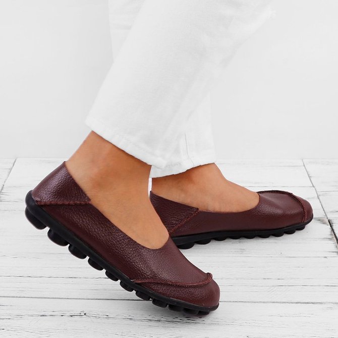 Slip On Leather Daily Casual Flats