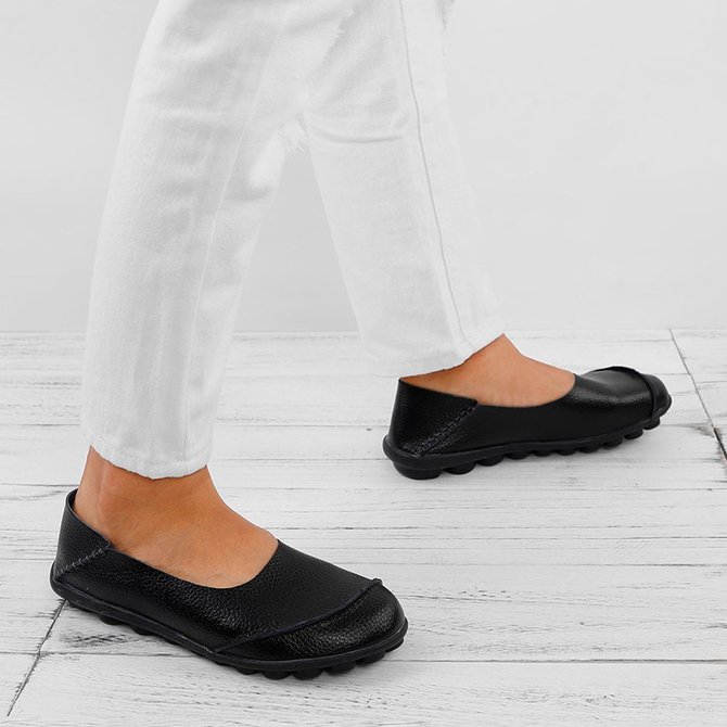 Slip On Leather Daily Casual Flats