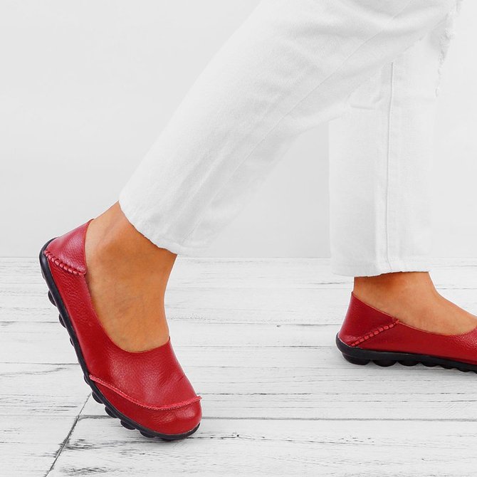 Slip On Leather Daily Casual Flats