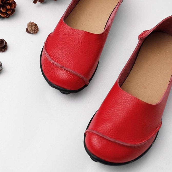 Slip On Leather Daily Casual Flats