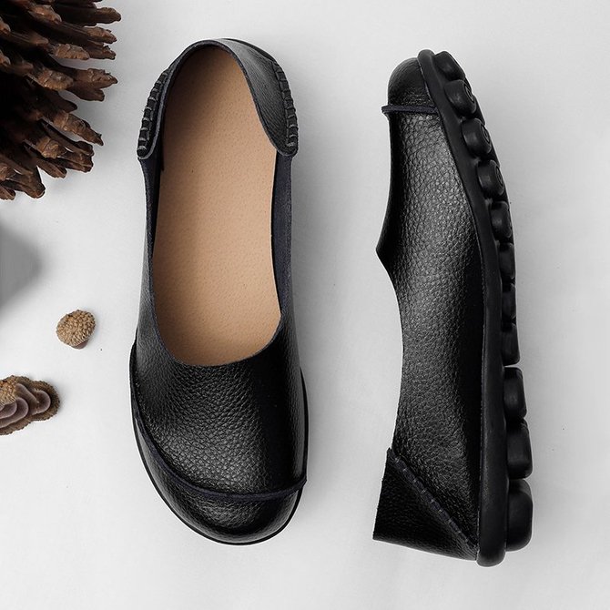 Slip On Leather Daily Casual Flats