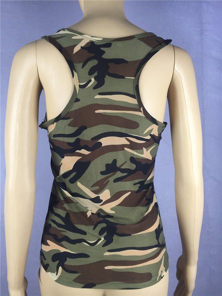 Sleeveless Tie Dyed Sexy Camouflage Tanks