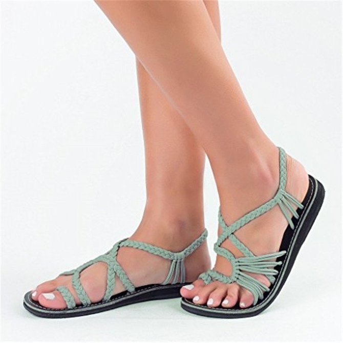 JFN  Plus Size Women Sandals Handmade Beach Flat Sandals