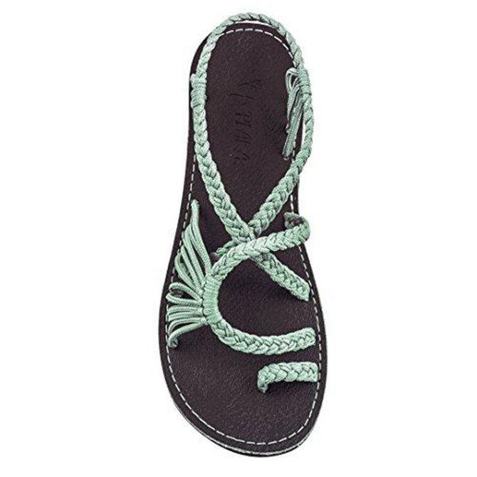 JFN  Plus Size Women Sandals Handmade Beach Flat Sandals