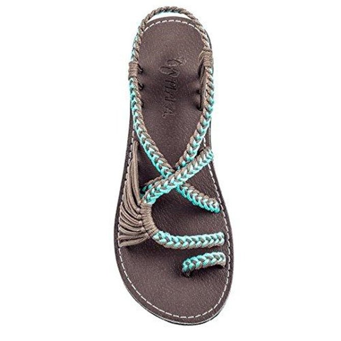 JFN  Plus Size Women Sandals Handmade Beach Flat Sandals